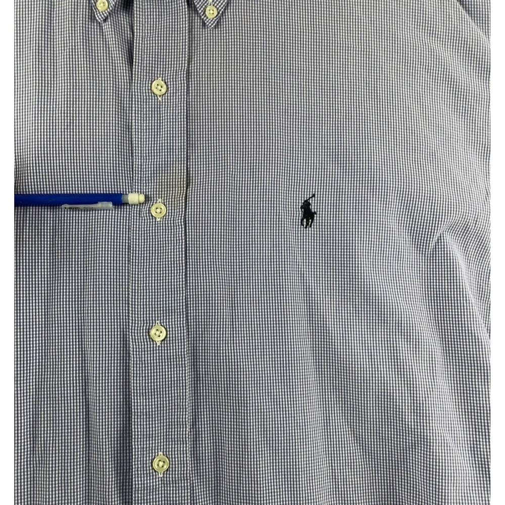 Polo Ralph Lauren Blake Men XXL Blue Gingham Check Button Down Cotton Shirt XXL